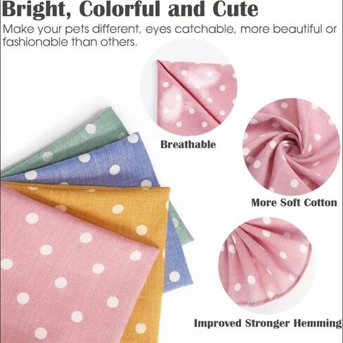 Dog Bandanas Cat Cute Soft Cotton Puppy Flowers Scarfs Washable Daily Handkerchief Comfortable Gifts, Adjustable Accessories for Small Medium Large Pup Pet (Blue) in Kuwait