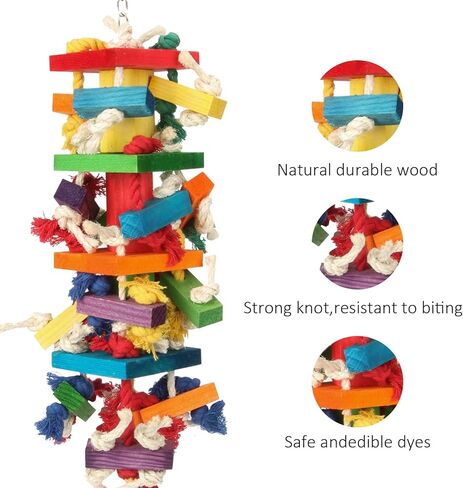 Extra Large Bird Parrot Toys for Macaws, African Greys, Amazons – Durable Parrot Chew Toy for Large Birds in Kuwait