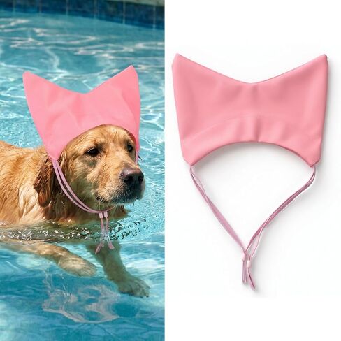 Adjustable Pet Shower Cap, Waterproof Cat Bath Cap with Cute Ears, Reusable Dog Ear Protection for Cats Dogs Small Pets Kitten Puppy, Pink in Kuwait