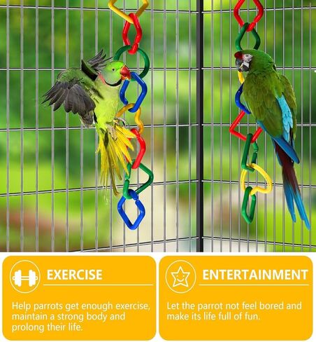40Pcs Plastic Chain Links Toy, Random Shape & Color Link, Sugar Glider Cage Accessories & Bird Toys with Hooks for Climbing Swing, Multi-Color Multi-Shape in Kuwait