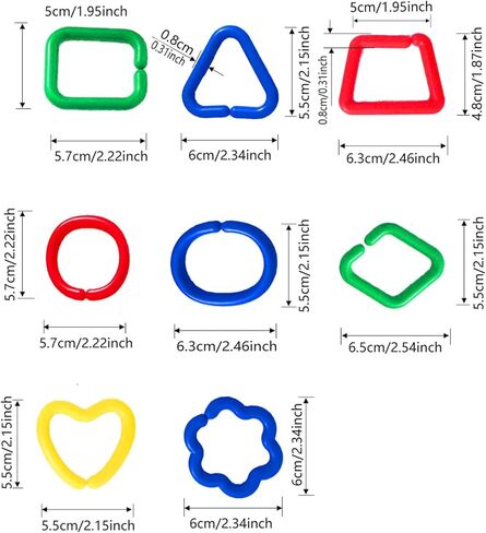 40Pcs Plastic Chain Links Toy, Random Shape & Color Link, Sugar Glider Cage Accessories & Bird Toys with Hooks for Climbing Swing, Multi-Color Multi-Shape in Kuwait