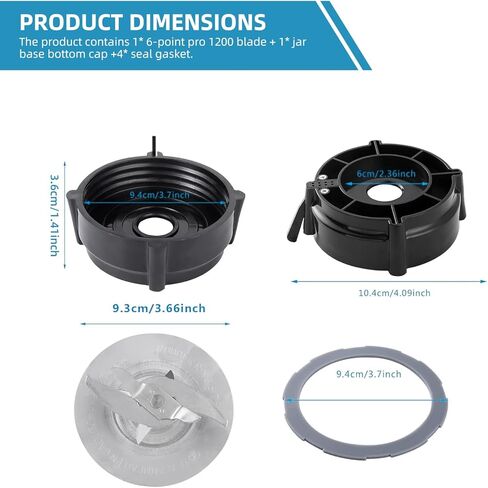 مجموعة قطع غيار خلاط Oster Pro 1200 - تتضمن شفرة القاطع (164160)، وغطاء قاعدة الجرة (179854-000-000) و4 حشوات من السيليكون (182341-000-842) | مجموعة كاملة 3 في 1 لخلاطات سلسلة Oster 1200 in Kuwait