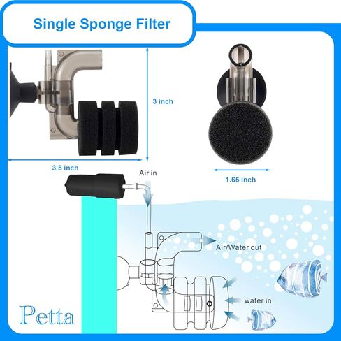 USB Adjustable Oxygen Air Pump for Aquarium, Quiet Mini Air Pump with 1 Mini Single Sponge Filter, 1 Air Stone for Shirmp Nano Fish Tank & Transporting Aquatic PA153-2 in Saudi Arabia