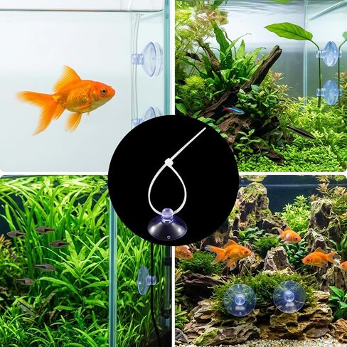30 Pcs Aquarium Suction Cups with 30 Pcs Adjustable Zip Ties, Clear Fish Tank Small Suction Cups, Mini Suctions Cup for Aquarium, Plants, Planter, Moss, Shrimp Nest in Kuwait