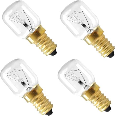 4 قطع WPW10412711 لمبات فرن الميكروويف، E14 25W 2700K 110V ~ 130V لمبات الميكروويف، مناسبة للدوامة، Maytag، Amana، IKEA AP6021092 PS11754413 EAP11754413 لمبة مقاومة لدرجة الحرارة العالية 300 درجة مئوية in Kuwait