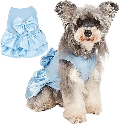 Dog Dress Pet Wedding Dress Princess Puppy Birthday Party Outfit Formal Apparel Girl for Small Medium Dogs Cats (White, Small) in Saudi Arabia