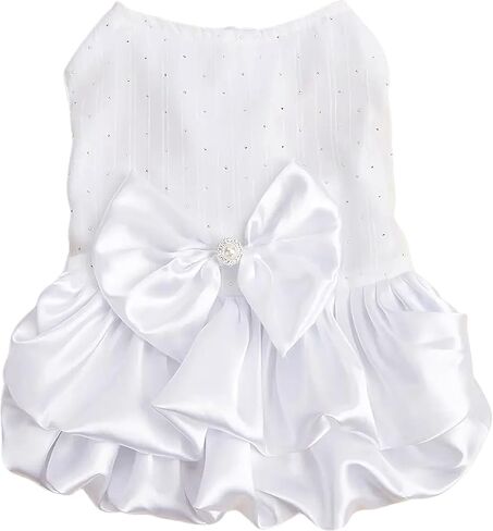 Dog Dress Pet Wedding Dress Princess Puppy Birthday Party Outfit Formal Apparel Girl for Small Medium Dogs Cats (White, Small) in Saudi Arabia