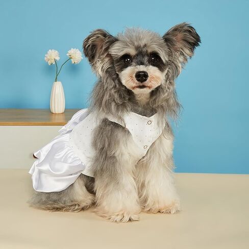 Dog Dress Pet Wedding Dress Princess Puppy Birthday Party Outfit Formal Apparel Girl for Small Medium Dogs Cats (White, Small) in Saudi Arabia