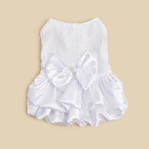 Dog Dress Pet Wedding Dress Princess Puppy Birthday Party Outfit Formal Apparel Girl for Small Medium Dogs Cats (White, Small) in Saudi Arabia