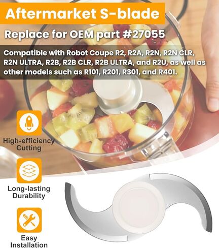شفرة S بديلة 27055 متوافقة مع روبوت كوبيه R2، R2N، R2B، R2U، معالج الطعام التجاري، مجموعة شفرات ناعمة من الفولاذ المقاوم للصدأ in Kuwait