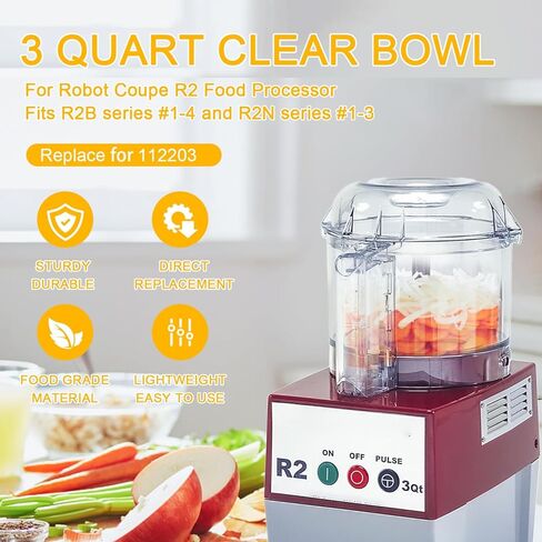 112203 Food Processor 3 Quart Clear Bowl Fit for Robot Coupe R2, Fits R2B series #1-4 and R2N series #1-3 in Kuwait