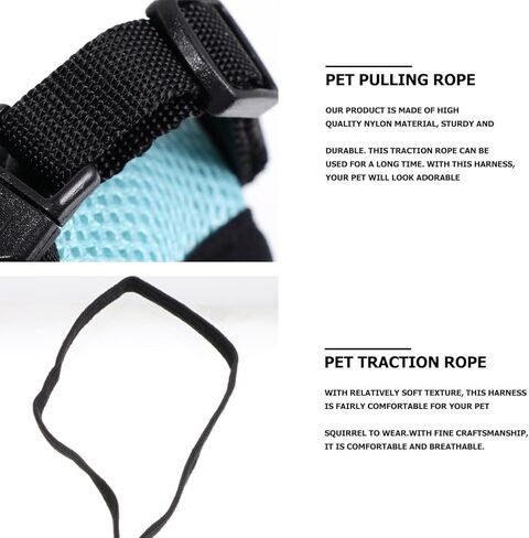 ERINGOGO Small Pet Harness Vest Leash for Rabbits, Blue L Size, Soft Breathable Pet Traction Rope for Outdoor Walking and Control in Kuwait