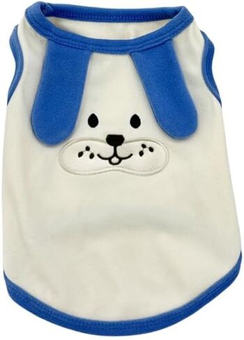 Dog Sleeveless Tank Top - Soft and Breathable with Cute Puppy Embroidery, Comfortable Summer T-Shirt for Small Dogs and Puppies in Saudi Arabia