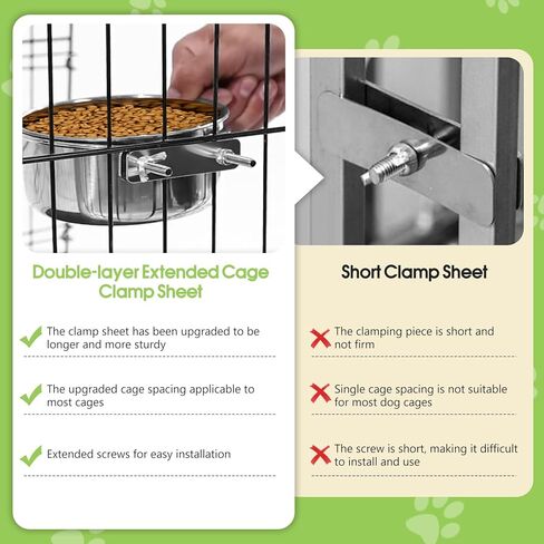 2 Pack Dog Crate Water Bowl No Spill, Stainless Steel Dog Bowls for Food and Water, Pet Kennel Hanging Dogs Food Bowls for Medium/Large Dogs and Cats (7.1"x2.6" & 6.3"*2.6", Silver) in Saudi Arabia