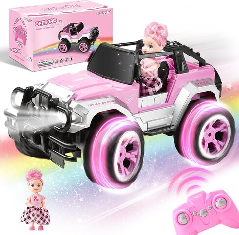Carox Remote Control car for Kids with Spray Mist,1:16 Scale RC Car with Engine Sound and LED Lights, 2.4Ghz Off Road RC Monster Trucks -Christmas, Birthday for Kids (Blue) in Saudi Arabia
