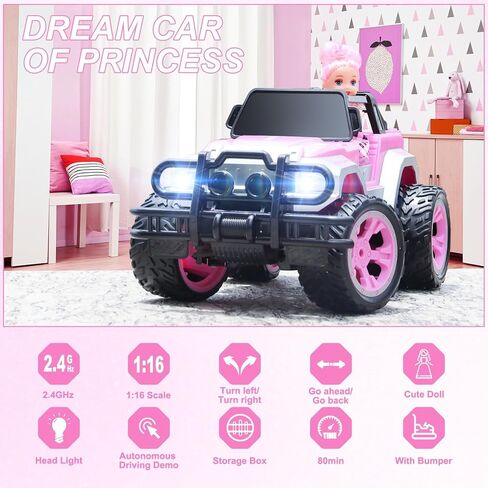 Carox Remote Control car for Kids with Spray Mist,1:16 Scale RC Car with Engine Sound and LED Lights, 2.4Ghz Off Road RC Monster Trucks -Christmas, Birthday for Kids (Blue) in Saudi Arabia