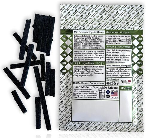 تغذية الروبيان الأخضر في منتصف ليلة الصيف من Aquatic Provisions، طعام الروبيان الأساسي للنيوكاريدينا والكاريدينا مع سبيرولينا وعشب البحر، 0.35 أونصة (10 جم) in Kuwait