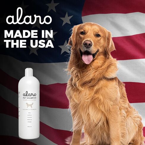 Alaro Dog Shampoo 16 oz for Double Coated Breeds - Golden Retriever, German Shepherd, Labrador - Clean Scent - Aloe & Oatmeal, Cleans, Conditions, Detangles, Moisturizes, Deodorizes - Made in USA in Kuwait