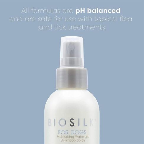 BioSilk for Dogs Silk Therapy Deep Moisture Waterless Shampoo Spray, No Rinse Between-Bath Dog Grooming Spray, Sulfate and Paraben Free, pH Balanced, Made in USA, 8 Fl Oz - 2 Pack in Saudi Arabia