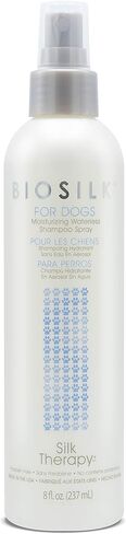 BioSilk for Dogs Silk Therapy Deep Moisture Waterless Shampoo Spray, No Rinse Between-Bath Dog Grooming Spray, Sulfate and Paraben Free, pH Balanced, Made in USA, 8 Fl Oz - 2 Pack in Saudi Arabia
