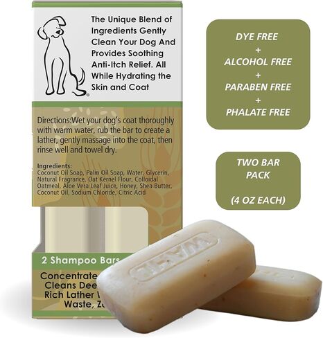 Wahl Oatmeal Ultra Concentrate Dog Shampoo Bar with Manuka Honey – Calming, Moisturizing Dog Shampoo for Dry, Itchy Skin Relief – Coconut Lime Verbena Scent, 2-Pack, Model - 3029029 in Kuwait