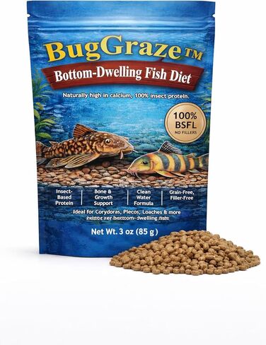 Bottom Feeder Fish Food – Sinking BSFL Pellets for Corydoras, Plecos & Loaches – High Protein Insect-Based Aquarium Fish Diet – BugGraze in Kuwait