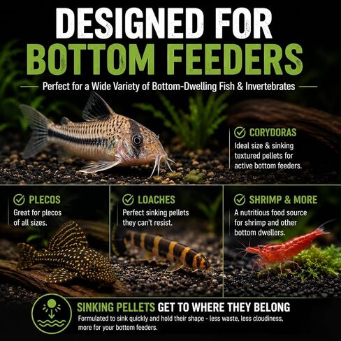 Bottom Feeder Fish Food – Sinking BSFL Pellets for Corydoras, Plecos & Loaches – High Protein Insect-Based Aquarium Fish Diet – BugGraze in Kuwait