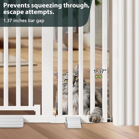 51'' Extra Tall Cat Gate Barrier for Doorways Hallways, Pressure Mounted Pet Dog Gates No Drilling Easy Walk Thru, Cat Fence Indoor Climb Proof 30-33'' Wide (White) in Kuwait