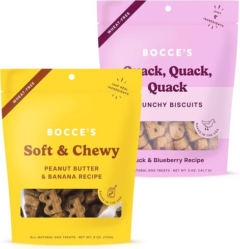 Bocce's Bakery PB Banana Chip + Berry Smoothie Dog Treat Bundle – Natural, Wheat-Free Soft & Chewy Cookies Made with Real Ingredients and Baked in The USA – 2 Pack Bundle in Kuwait