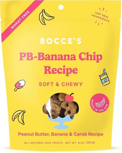 Bocce's Bakery PB Banana Chip + Berry Smoothie Dog Treat Bundle – Natural, Wheat-Free Soft & Chewy Cookies Made with Real Ingredients and Baked in The USA – 2 Pack Bundle in Saudi Arabia
