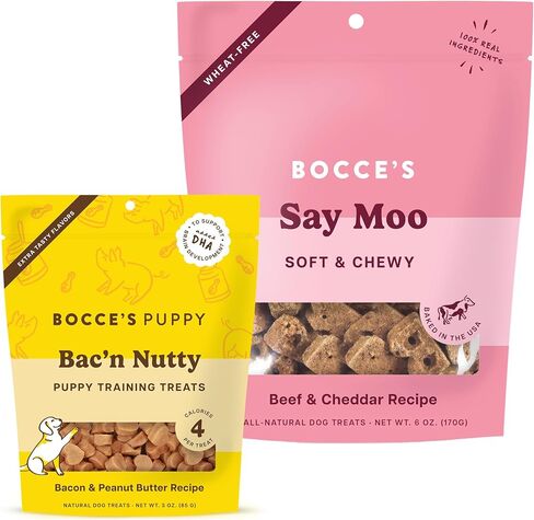 Bocce's Bakery PB Banana Chip + Berry Smoothie Dog Treat Bundle – Natural, Wheat-Free Soft & Chewy Cookies Made with Real Ingredients and Baked in The USA – 2 Pack Bundle in Saudi Arabia