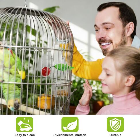10PCS Bird Cage Food Holder, Plastic Parrot Fruit Vegetable Clips, Millet Holder for Bird Cage Parrot Food Feeder Clip for Budgie Parakeet Cockatoo Macaw Cockatiel Conure-White and Green in Kuwait