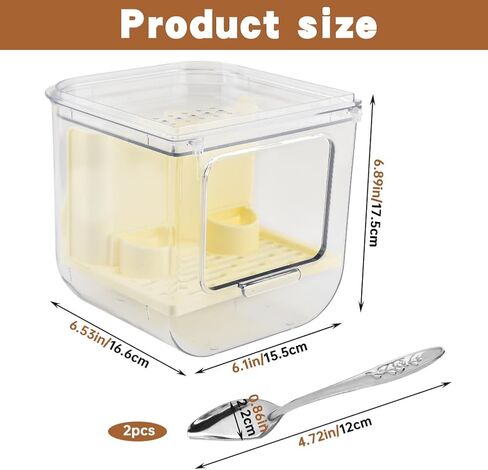 Automatic Bird Feeder with 2 Spoons, No Mess Bird Feeder for Cage, Transparent Bi-rd Cage Accessories for Parakeet Canary Cockatiel Finch(Color:White) in Kuwait