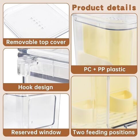 Automatic Bird Feeder with 2 Spoons, No Mess Bird Feeder for Cage, Transparent Bi-rd Cage Accessories for Parakeet Canary Cockatiel Finch(Color:White) in Kuwait