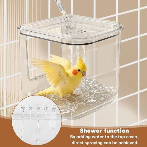 Automatic Bird Feeder with 2 Spoons, No Mess Bird Feeder for Cage, Transparent Bi-rd Cage Accessories for Parakeet Canary Cockatiel Finch(Color:White) in Kuwait