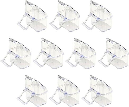 Cabilock 10Pcs Splash-Proof Bird Feeder for Cage Parrot Feeding Box Transparent Bird Food Bowls Easy Install Hanging Feeding Cups in Kuwait