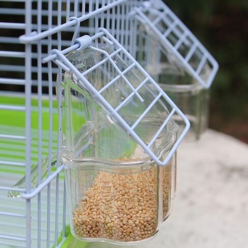 Cabilock 10Pcs Splash-Proof Bird Feeder for Cage Parrot Feeding Box Transparent Bird Food Bowls Easy Install Hanging Feeding Cups in Kuwait