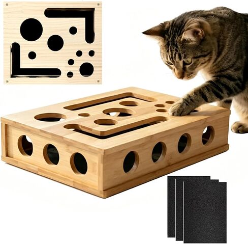 Clawsaver Box for Cats, Cat Clawsaver, Rufftopia Cat Claw Saver, Cat Toys for Indoor Cats - Nail File Box with Interactive Cat Toys, Cat Puzzle Feeder Scratch Puzzle Toy for Indoor Cats (Set-B) in Saudi Arabia