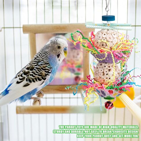 Conure Toys, Bird Hanging Foraging Shredder Toys, Soft Beak Chew Shred Forage Toys Bird Cage Accessories for Parrots,Cockatiel,Conure,Love Birds,Parakeets,Budgie and Other Small Birds in Kuwait