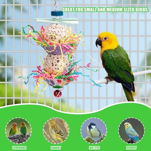 Conure Toys, Bird Hanging Foraging Shredder Toys, Soft Beak Chew Shred Forage Toys Bird Cage Accessories for Parrots,Cockatiel,Conure,Love Birds,Parakeets,Budgie and Other Small Birds in Kuwait