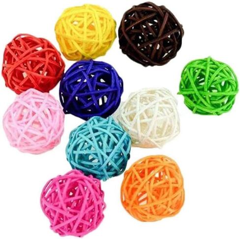 10 Pcs Colorful Rattan Parrot Toy, Bird Training and Interactive Ball Toy in Kuwait