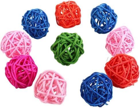10 Pcs Colorful Rattan Parrot Toy, Bird Training and Interactive Ball Toy in Kuwait