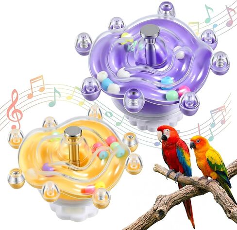 2Pcs Bird Toys for Parakeets, Colorful Parakeet Toys Wheel, Interactive Spinner Rattle Parrot Toy, Cockatiel Toy for Bird Cage, Chewing Exercise for Conure, Budgies Enrichment-Toys in Kuwait