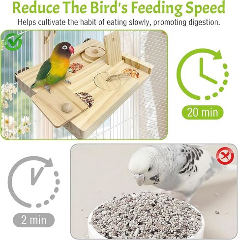 Hamiledyi Bird Foraging Toys Interactive Wooden Parrot Puzzle Toys Hanging Enrichment Toys Bird Slow Feeder Cage Accessories for Parakeet Cockatiel Lovebird Conure Finche in Kuwait