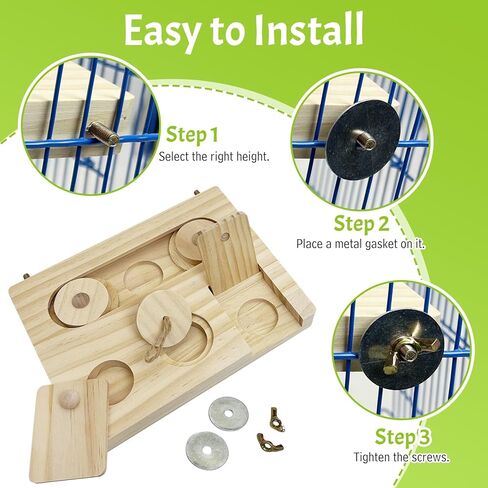 Hamiledyi Bird Foraging Toys Interactive Wooden Parrot Puzzle Toys Hanging Enrichment Toys Bird Slow Feeder Cage Accessories for Parakeet Cockatiel Lovebird Conure Finche in Kuwait