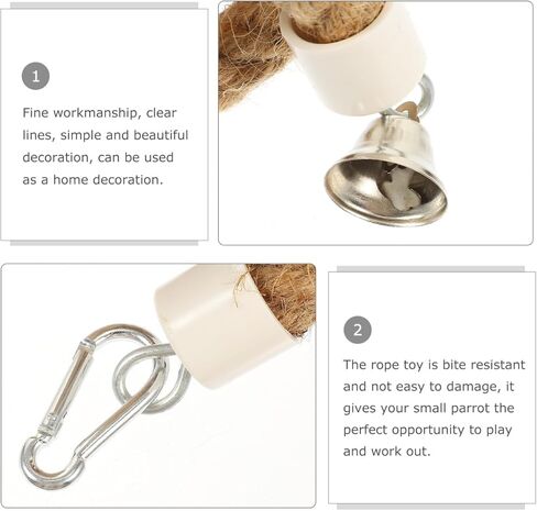LIOOBO 2M Bird Parrot Climbing Rope Perch Bungee Toy Flexible Cotton Rope Swing for Parakeet Cockatiel Conure African Grey Macaw Cage Accessories Spiral Hanging Stand in Kuwait