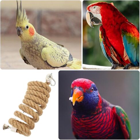 LIOOBO 2M Bird Parrot Climbing Rope Perch Bungee Toy Flexible Cotton Rope Swing for Parakeet Cockatiel Conure African Grey Macaw Cage Accessories Spiral Hanging Stand in Kuwait