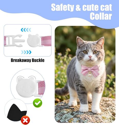 2 Pcs Cat Bow Tie Collar, Bowtie Cat Collar, Adjustable Pet Neck Accessory, Safe & Comfortable for Cats, Daily Wear and Pet Photography in Kuwait