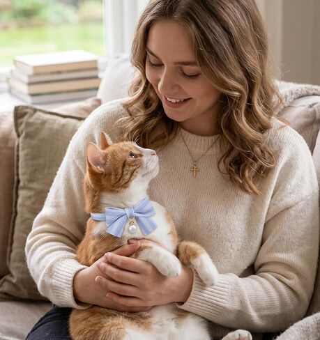 2 Pcs Cat Bow Tie Collar, Bowtie Cat Collar, Adjustable Pet Neck Accessory, Safe & Comfortable for Cats, Daily Wear and Pet Photography in Kuwait