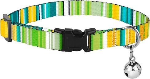 BRONZEDOG Breakaway Nylon Cat Collar with Bell 2 PCS Aztec Tribal Pattern Safety Collars for Cats Kitten Girl Boy (Aztec Sunrize & Southwest Lime Green) in Kuwait